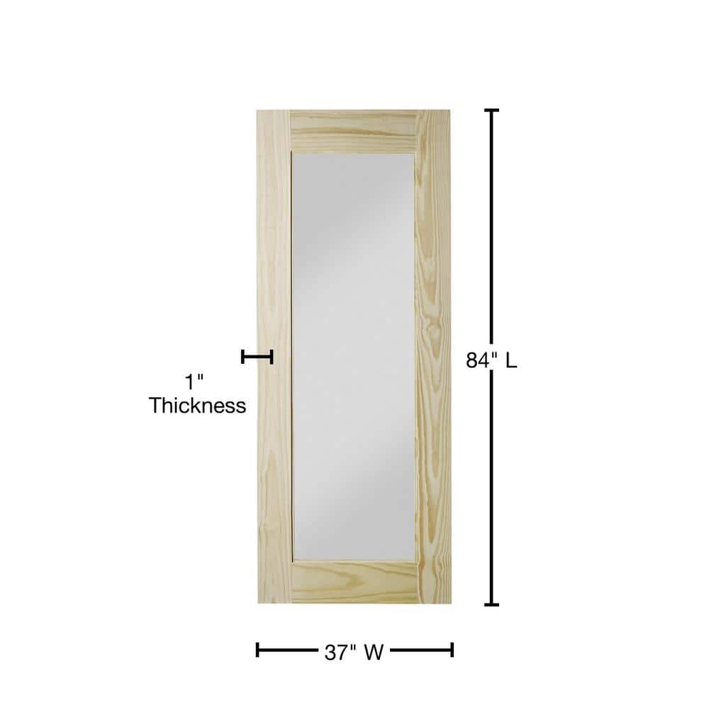Reflex 84'' Unfinished Pine Wood Mirrored Barn Door