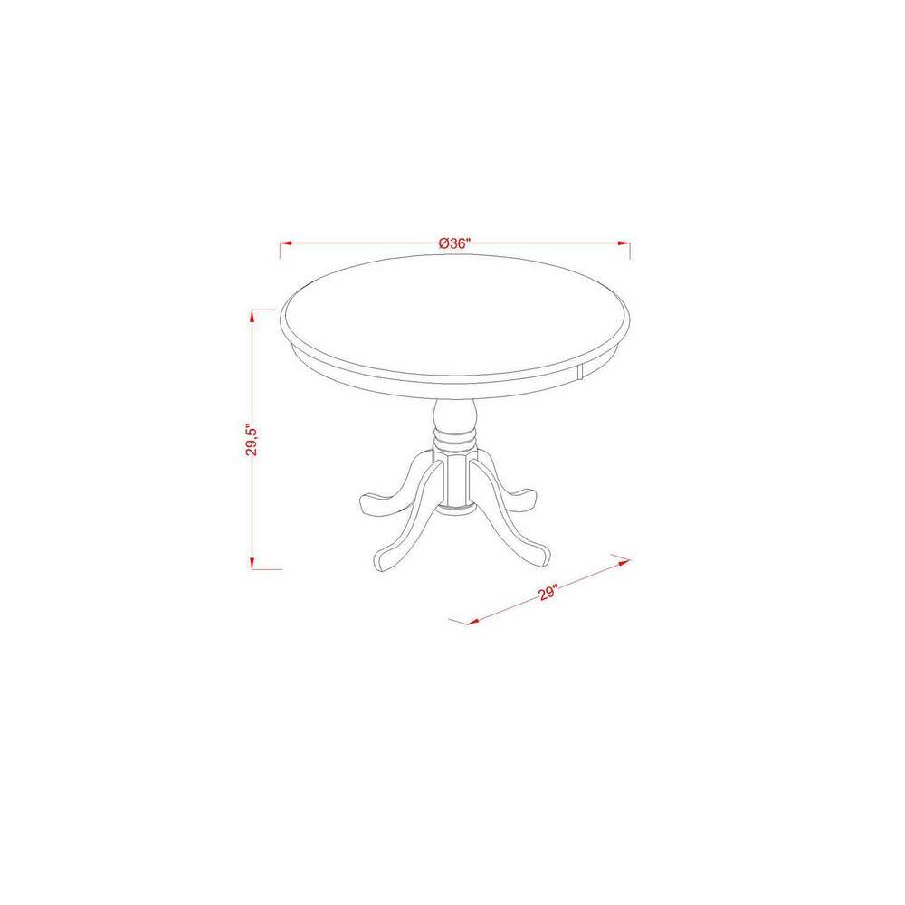 Cappuccino Round Wood Dining Table with Blue Linen Chairs