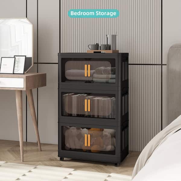CSC DECOR INC 31 in. H Black Plastic Folding Storage Cabinet with