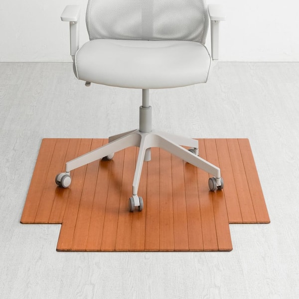 Anji Mountain Walnut 36 in. x 48 in. Bamboo Roll-Up Chair Mat with Lip