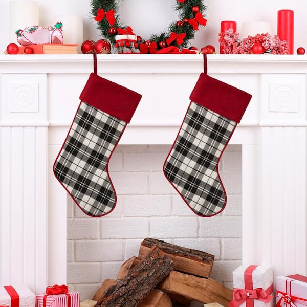 Christmas Plaid Kitchen Hanging Tie Towel Red/black Checkered Hand