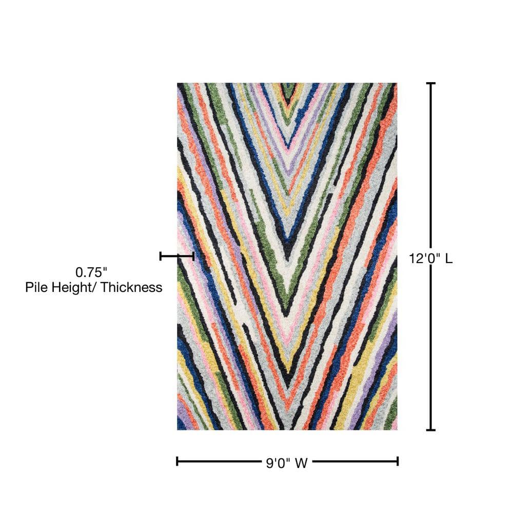 Multicolor Tufted Synthetic 9' x 12' Rectangular Area Rug