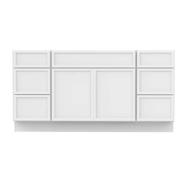 69 in. W x 21 in. D x 32.5 in. H Bath Vanity Cabinet without Top in White (Unassembled)