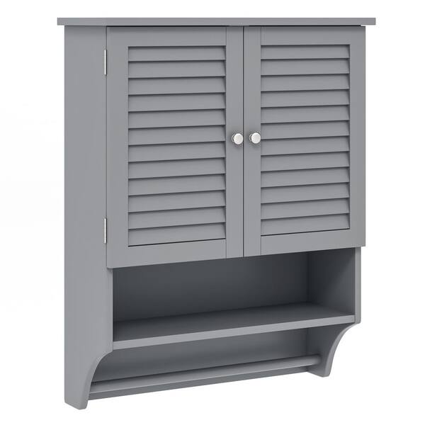 23.5 in. W x 29.5 in. H Rectangular Gray Recessed or Surface Mount Medicine Cabinet without Mirror