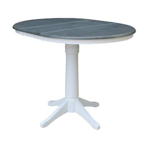White/Heather Gray 36 in. x 48 in. Oval Extent Top Counter Height Pedestal Table