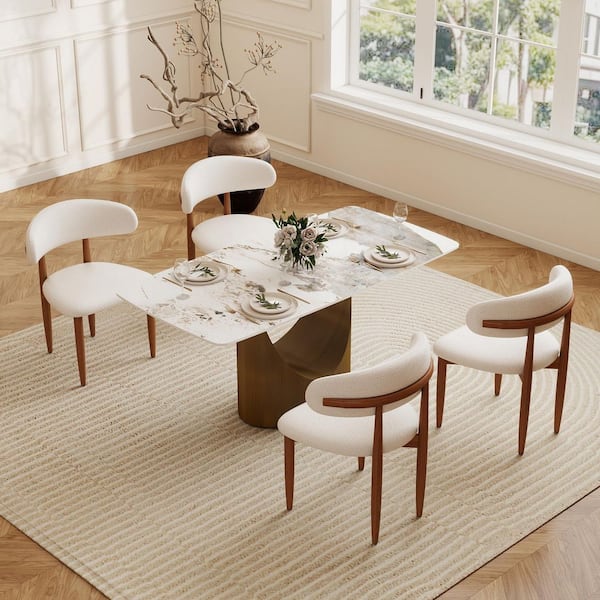 63 in. Pandora Round Edge Sintered Stone Tabletop with Pedestal Dining Table with Bronze Carbon Base (Seats 6)