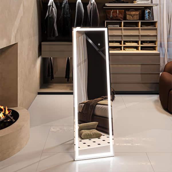 ORGANNICE 18 in. W x 58 in. H Rectangle LED Full Length Mirror with Lights Large Floor Mirror Stand Up Dress Mirror