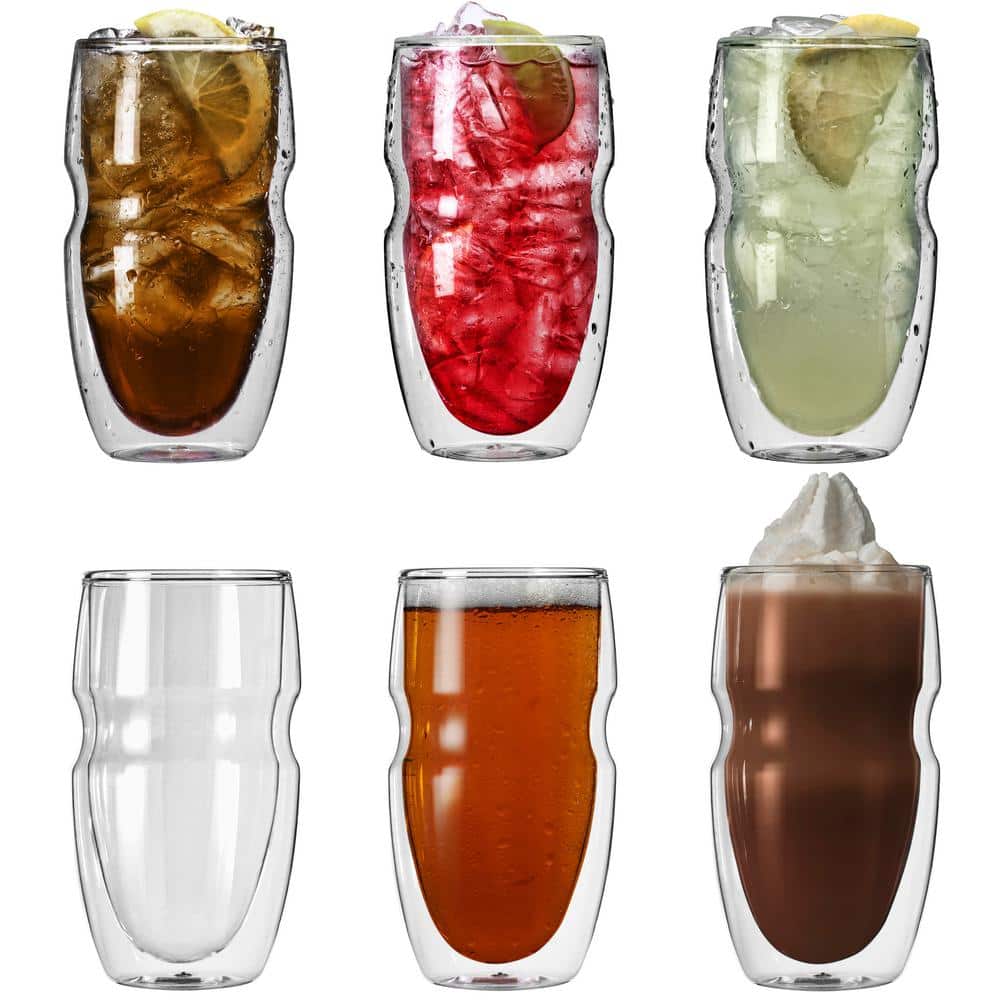 Utilgængelig Landbrugs Berygtet Ozeri Serafino Double Wall 16 oz. Iced Tea and Coffee Insulated Drinking  Glasses (Set of 6) DW16S-6 - The Home Depot