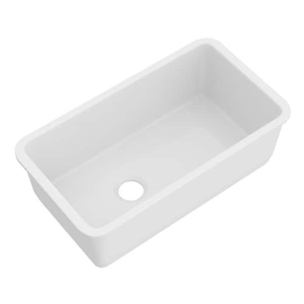 Allia Undermount;Drop-In Fireclay 34.5 In. Single Bowl Kitchen Sink In White