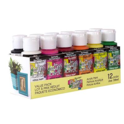 2 oz. 12-Color Acrylic Craft Paint Set