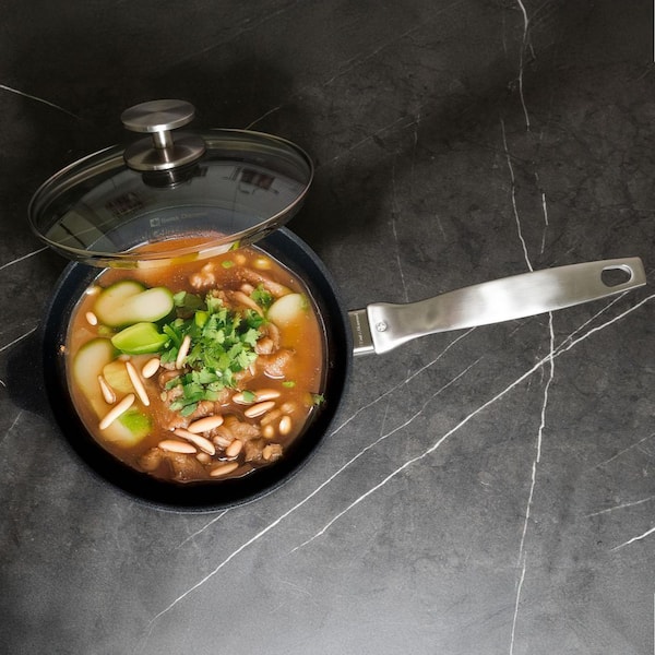 CXD 3.2 qt. Nonstick Ceramic Saucepan 8 in. Glossy Black