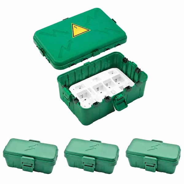 IP54 Outdoor Electrical Connection Box Kit with 1 Large 12.6 x 8.7 in Box and 3 Cord Safety Boxes, Green