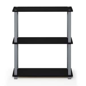 29.5 in. Black/Gray 3-shelf Etagere Bookcase with Open Back