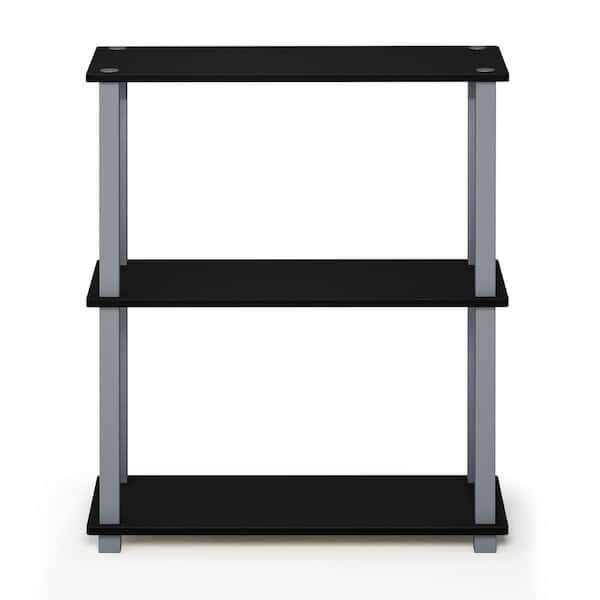 Furinno 29.5 in. Black/Gray 3-shelf Etagere Bookcase with Open Back