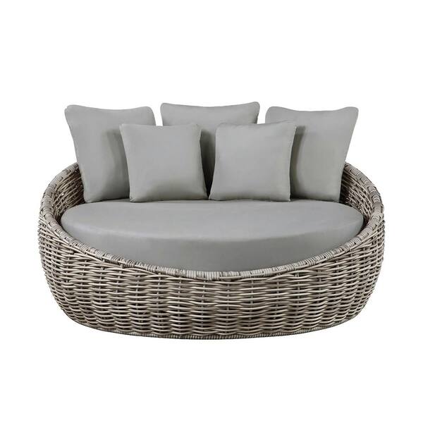 Ove Decors Toreno 1 Piece Wicker Outdoor Daybed With Gray Cushions 15pdb To1a65 Gr The Home Depot Ove Decors Toreno 1 Piece Wicker, Rattan Patio Daybed