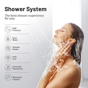 2 in 1 5-Spray Shower head Kits Shower Faucet with Valve 1.8 GPM 4.7 in. Adjustable Dual Shower Heads in Black