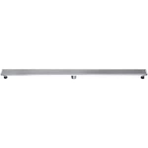 59 in. Linear Shower Drain with Groove Lines in Brushed Stainless Steel