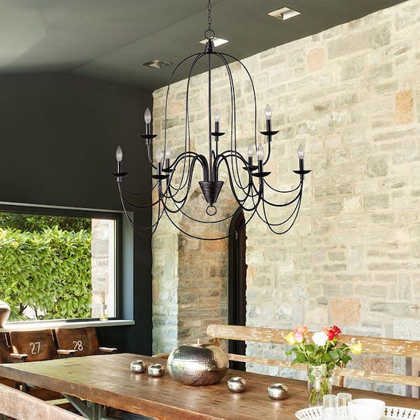 Blakely 9-Light Chandelier in Matte Black L009MB - The Home Depot