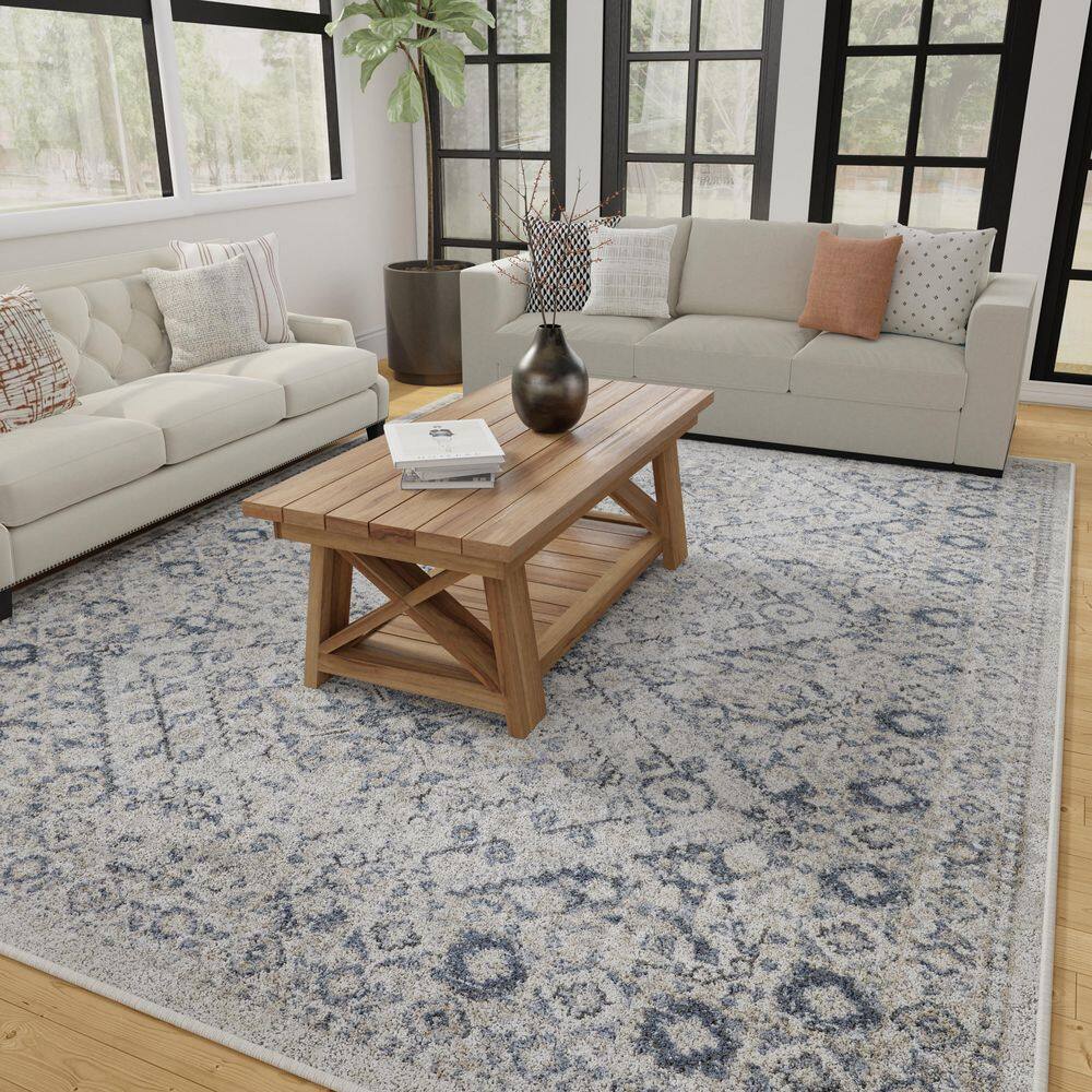Kehleigh 9' x 12' Blue Synthetic Oriental Area Rug