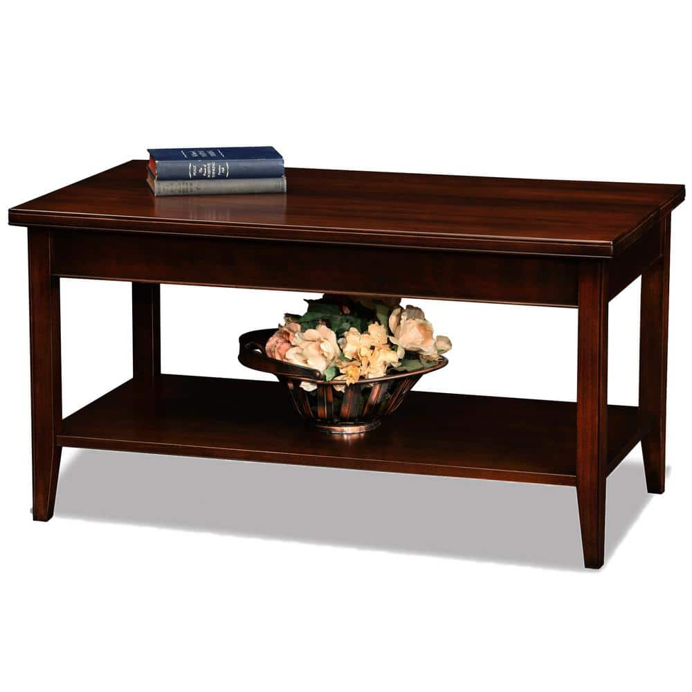 Leick Home 33 in. Chocolate Cherry Oval Wood Top Coffee Table with Shelf  10109-CH - The Home Depot
