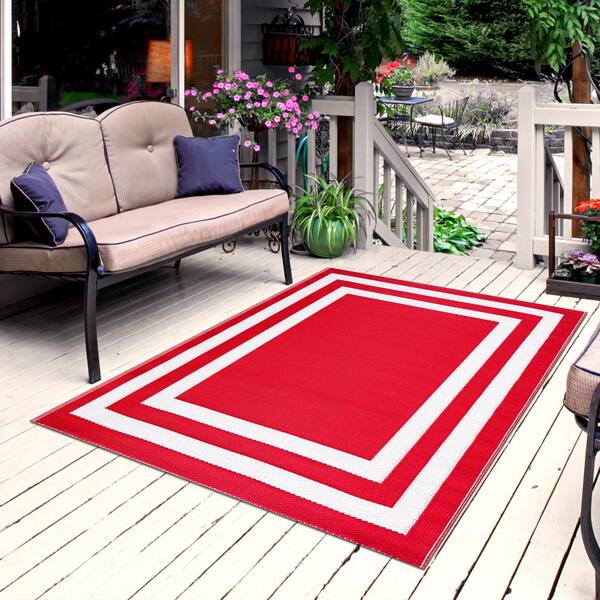 Rain Indoor/Outdoor Red Multi Rug Round 8' - Railey Design