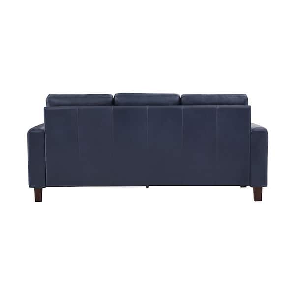 OrangeOne 84 in. Genuine Leather Couch Square Arms 3-Seat Sofa in