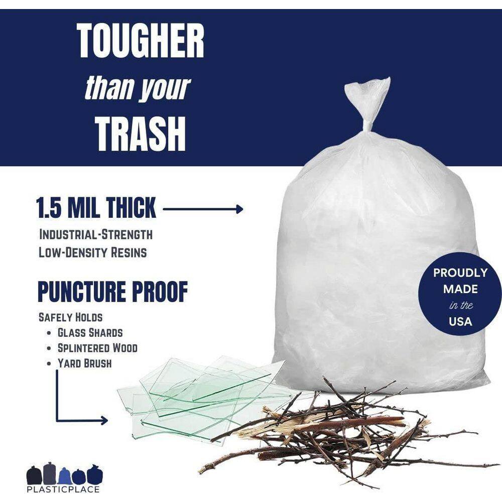 Clear 20-30 Gallon Recycled Plastic Trash Bags, 100 Count