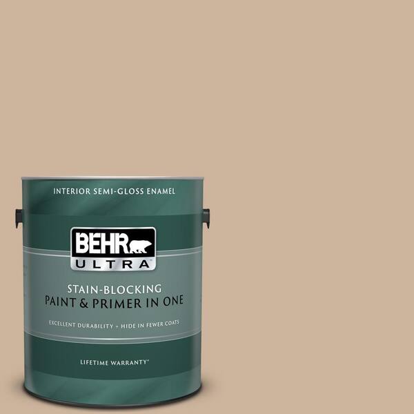 BEHR ULTRA 1 gal. #UL140-10 Mushroom Bisque Semi-Gloss Enamel Interior Paint and Primer in One