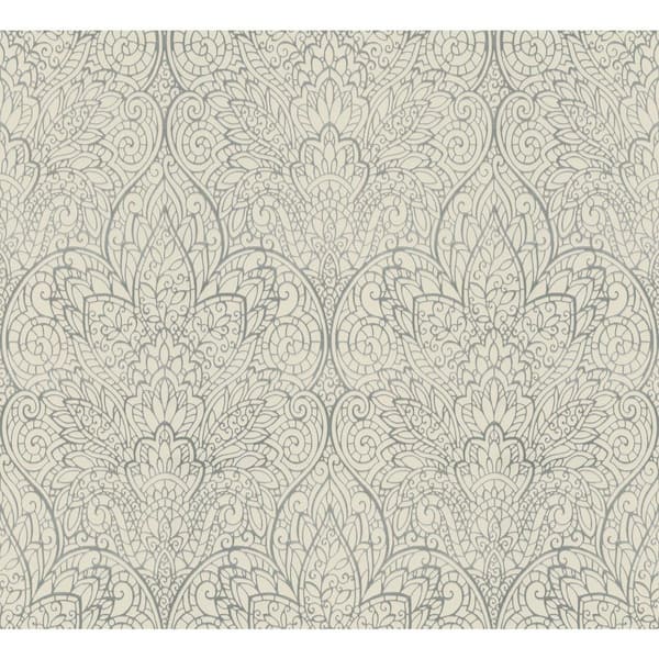 York Wallcoverings Grey Metallic Paradise Paper Unpasted Wallpaper, 20.8-in. by 33-ft.
