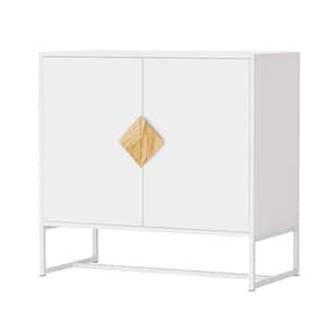 Modern White Storage Cabinet, Accent Free Standing Sideboard Buffet with Doors and Shelves