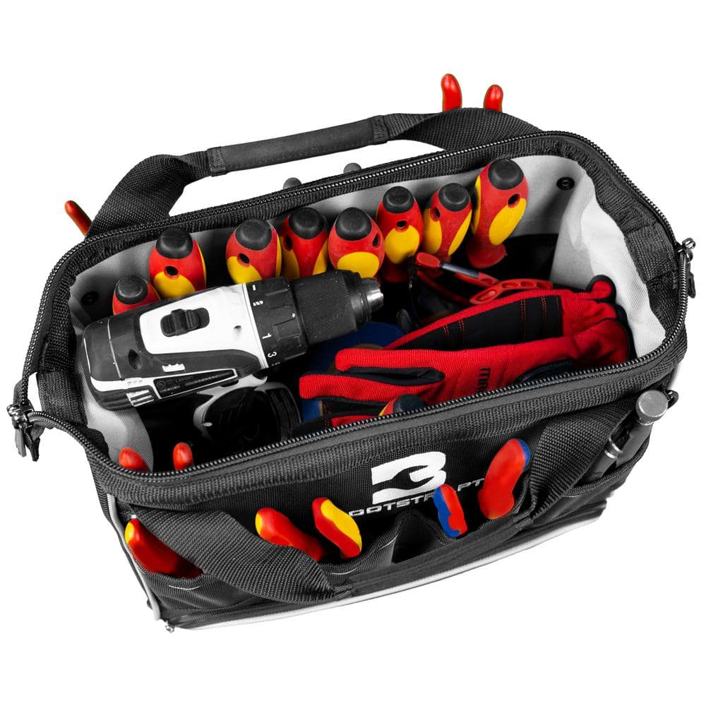 15 in. Black Heavy Duty Tool Duffle Bag with Integrated Parts Bin