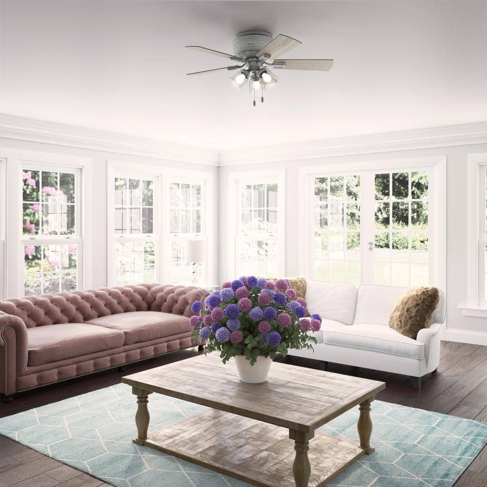 Hunter Crestfield 42 in. Indoor Matte Silver Low Profile Ceiling