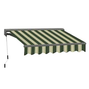 8 ft. Classic C Series Semi-Cassette Manual Retractable Patio Awning (79 in. Projection) in Green/Beige Stripes