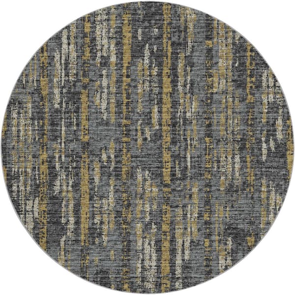 Dream Shag Premium Machine Washable Abstract ADS39 Granite 8 ft. x 8 ft. Round Rug