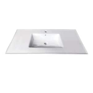 Continental 37 in. W x 22-1/16 in. D Ceramic White Rectangular Single Sink Vanity Top in White