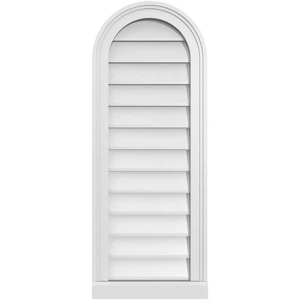 Ekena Millwork 14 in. x 36 in. Round Top Surface Mount PVC Gable Vent: Decorative with Brickmould Sill Frame