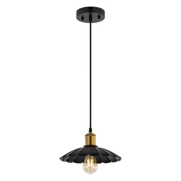 Glitzhome 9.75 in. H Black Metal Wire Solar Powered Outdoor