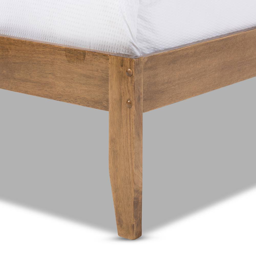 Trina Queen-Size Walnut Wood Platform Bed with Tree Branch Inspired Headboard