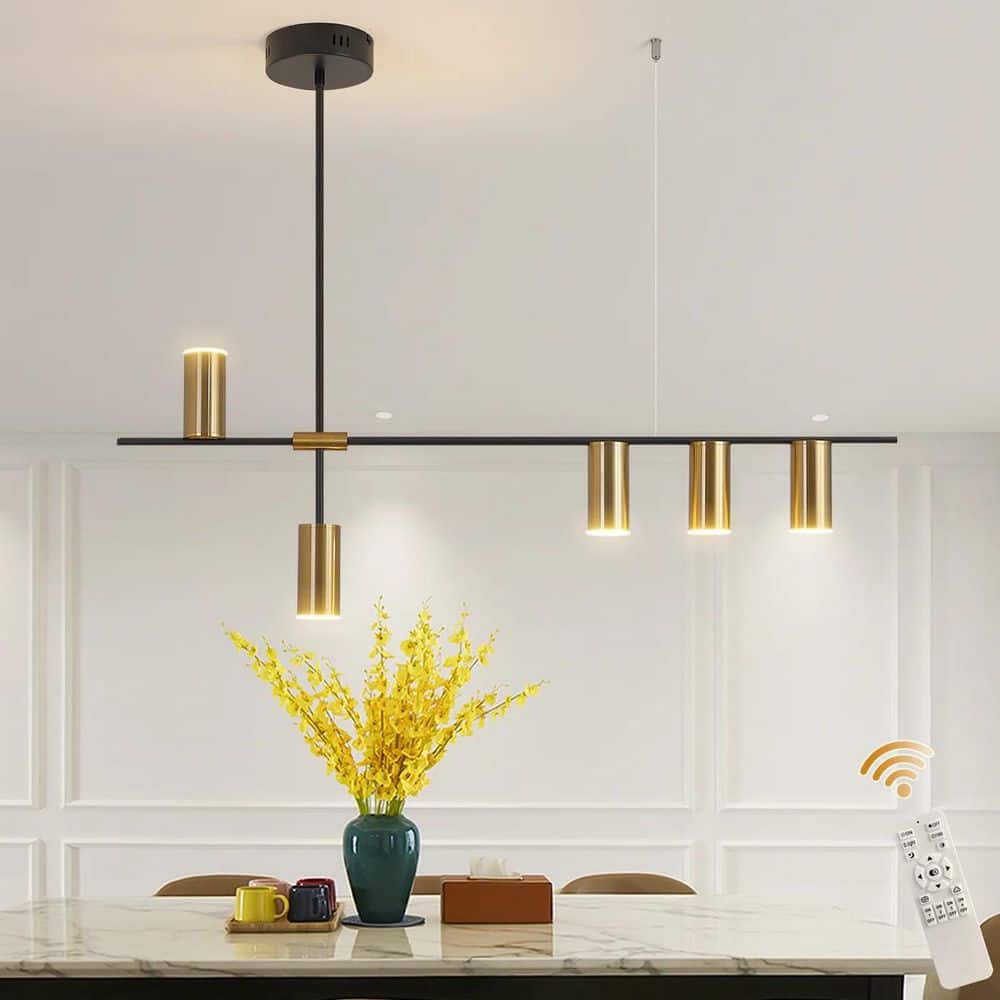 30-Watt 5-Light Gold Dimmable Integrated LED Pendant-Light with Metal Shade and Remote Included for Dining Room Kitchen price history on PriceWatchPro