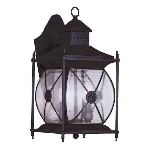Livex Lighting 2-Light 16 in. Bronze Finish Clear Beveled Glass Outdoor Wall Lantern
