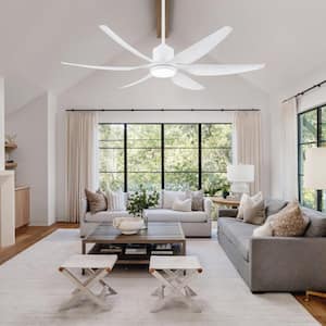 Aurora 66 in. Integrated LED Indoor White Ceiling Fans with Light and Remote Control Included