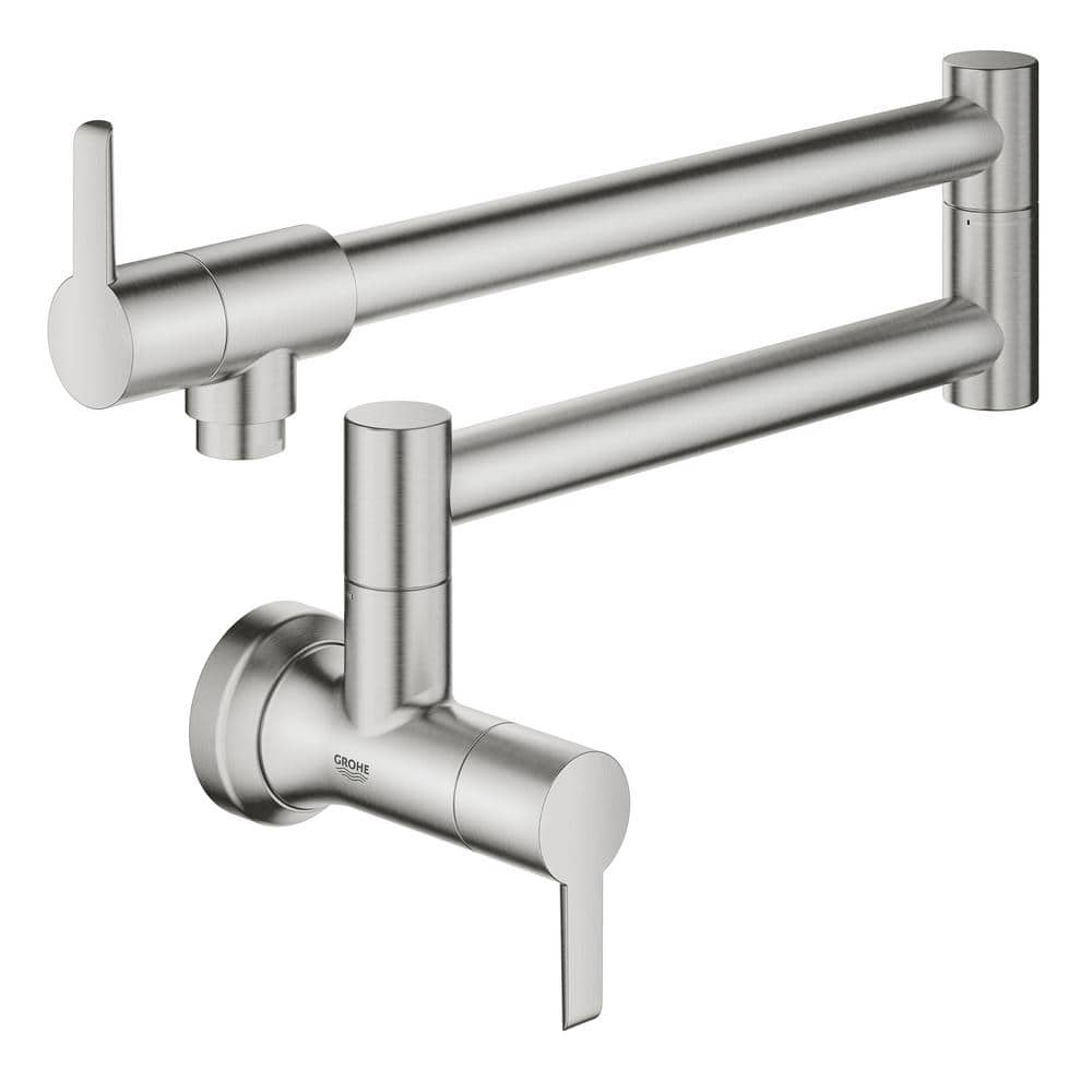 GROHE Zedra Wall Mount Pot Filler With Two Swing Joints In SuperSteel   Supersteel Infinity Finish Grohe Pot Fillers 31075dc2 64 1000 