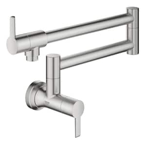Zedra Wall Mount Pot Filler with Two Swing Joints in SuperSteel Infinity Finish
