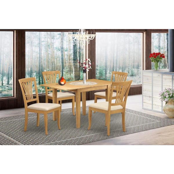 East West Furniture 5-Piece Natural Oak Finish Solid Wood Top-Dining Room Set-Seats 4