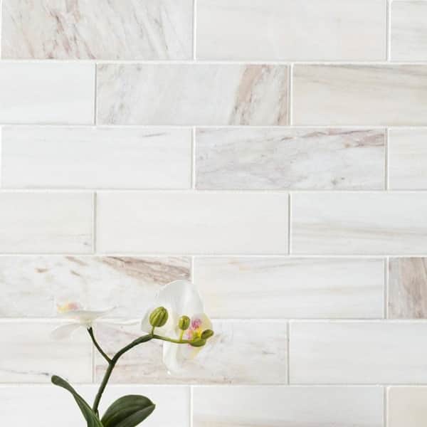 Angora Subway 12 in. x 12 in. Polished Marble Mes-Mounted Mosaic Floor and Wall Tile (0.97 sq. ft./Each) Angora Subway 12 in. x 12 in. Polished Marble Mes-Mounted Mosaic Floor and Wall Tile (0.97 sq. ft./Each)