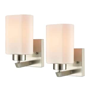 4.72 in. 1-Light Brushed Nickel Modern Wall Sconce with Standard Shade