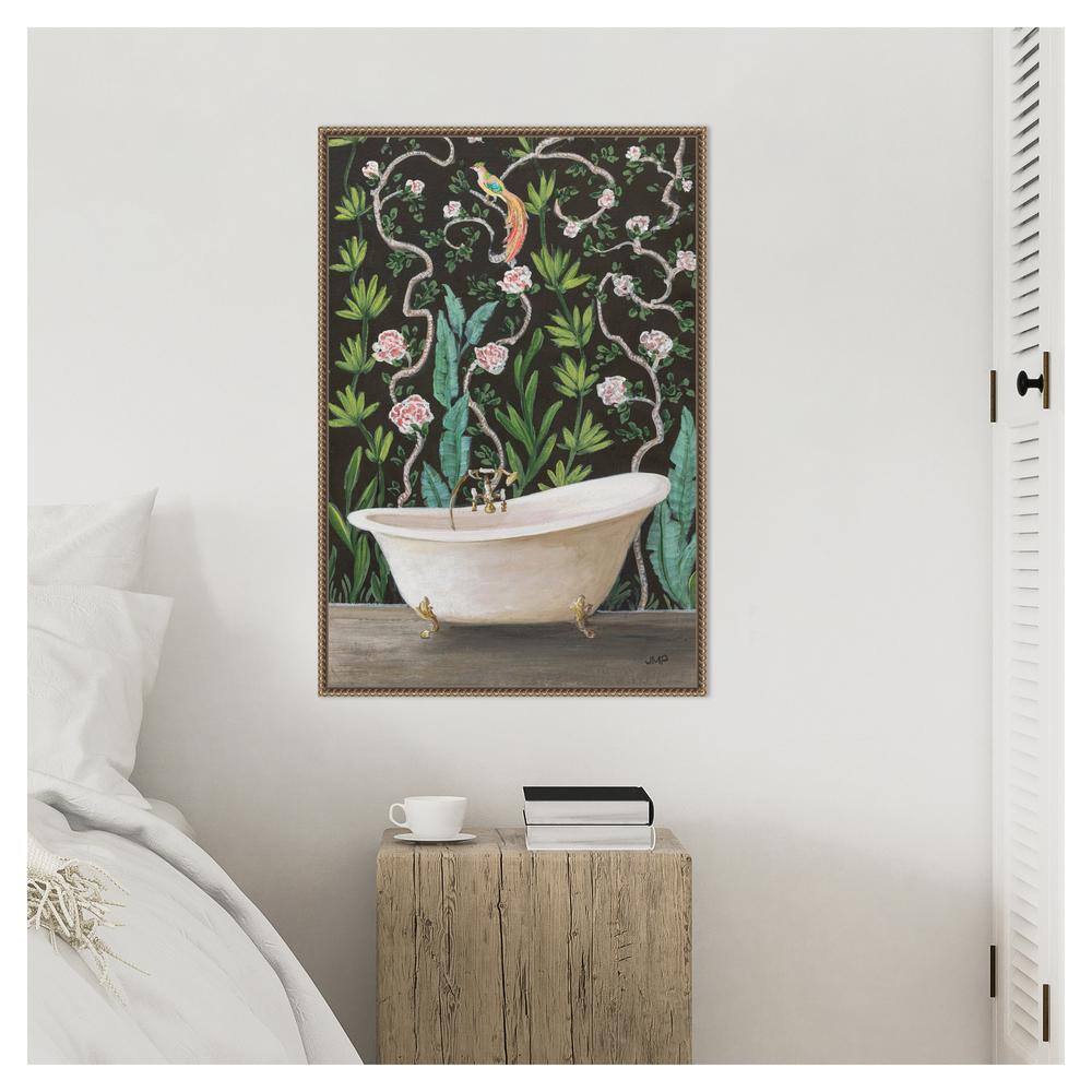 23"x33" Botanical Bath II Framed Canvas Wall Art with Bronze Frame