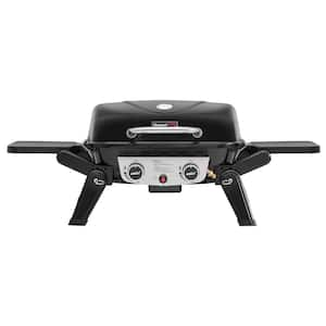 2-Burner Portable Propane Gas Grill, Foldable Side Tables, 17,000 BTU & 370 Sq. in . Camping, Patio, Black