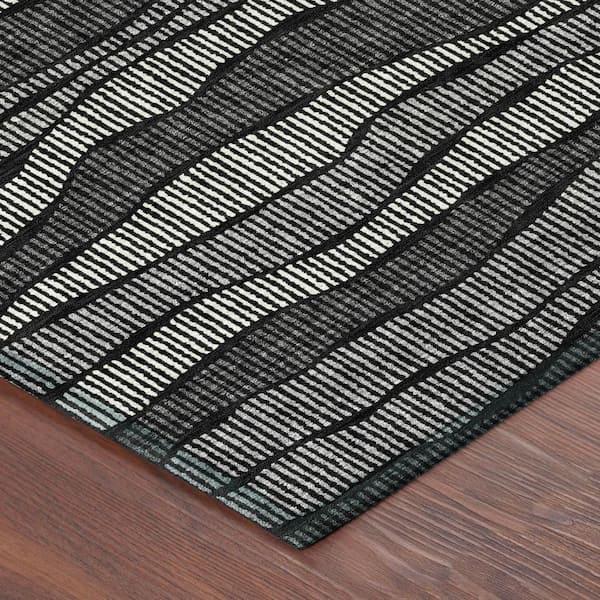 Chantille Machine Washable Indoor/Outdoor Abstract ACN2849 Black 9 ft. x 12 ft. Area Rug
