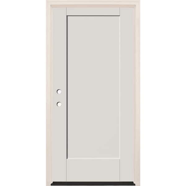Builders Choice 32 in. x 80 in. 1 Panel Right-Hand Alpine Painted Fiberglass Prehung Front Door w/4-9/16 in. Frame and Bronze Hinges
